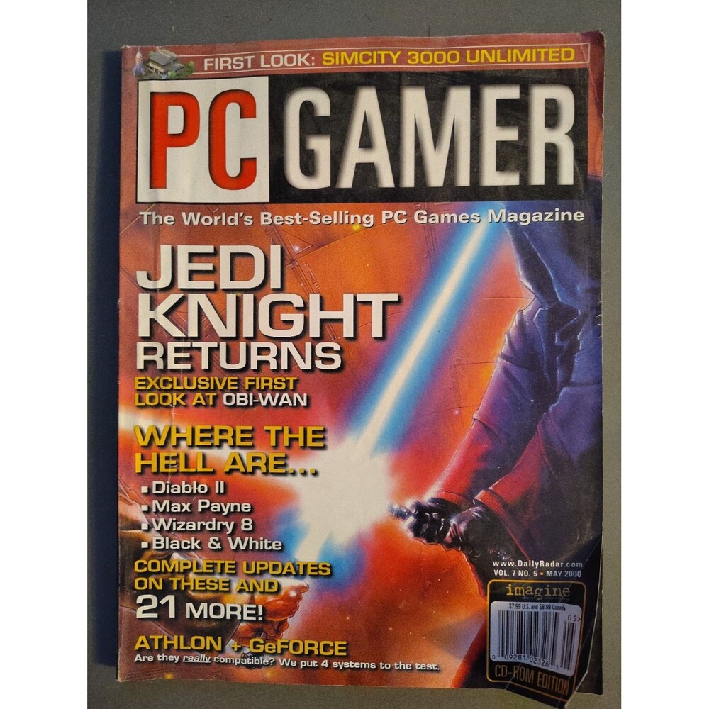 Collectable Vintage PC GAMER Magazine Vol.7 No.5 May 2000 - Jedi Knight Returns